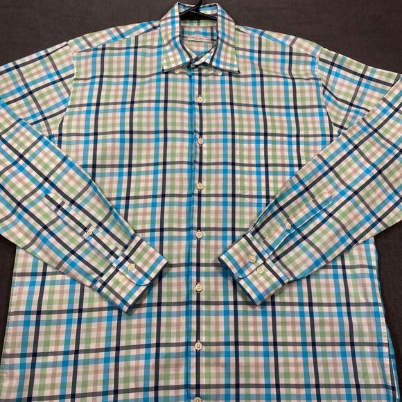 Peter Millar Crown Ease Mens L Long-Sleeve Plaid Button-Down Shirt 100% Cotton - Picture 3 of 12